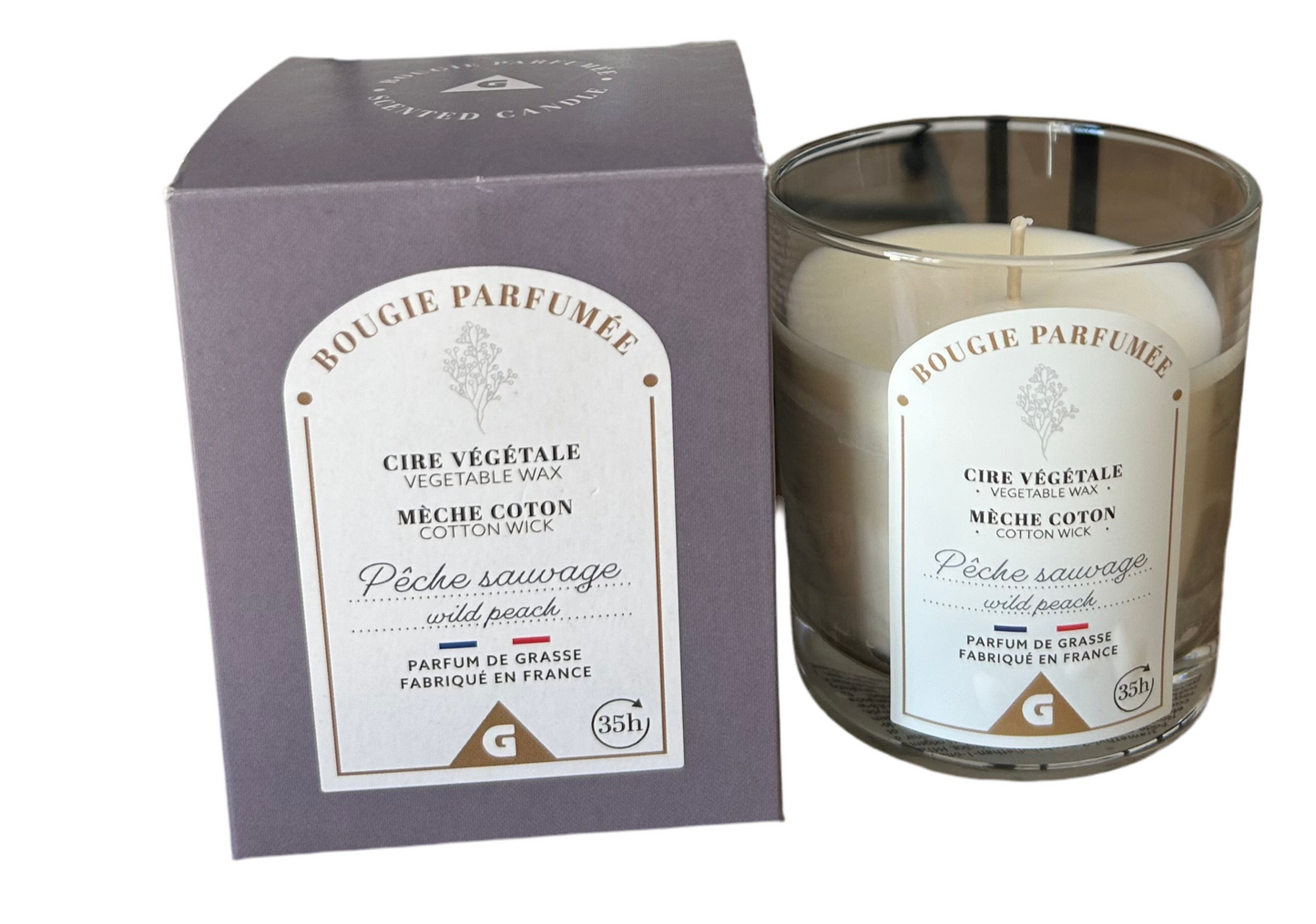 Bougie cire végétale pêche sauvage