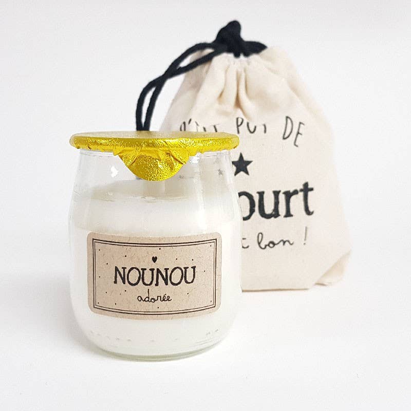 Bougie Végétale "Pot De Yaourt Nounou" Pistache Amande