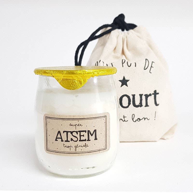 Bougie Végétale "Pot De Yaourt ATSEM" Pistache Amande