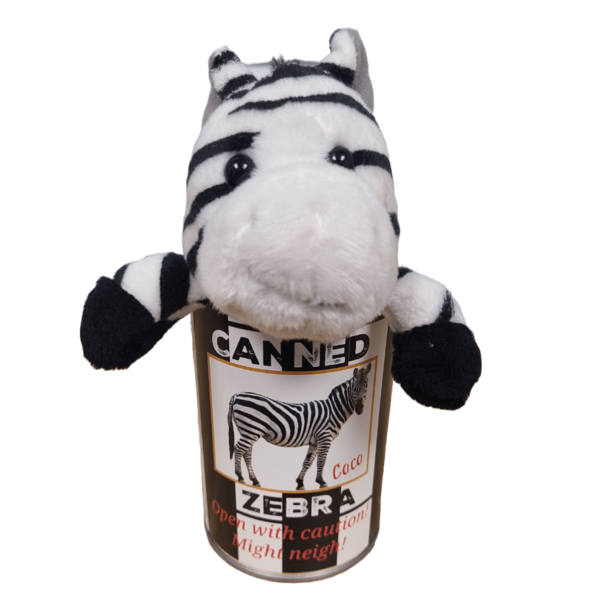 Peluche Coco the Canned Zebra - Animal en peluche avec blagues amusantes