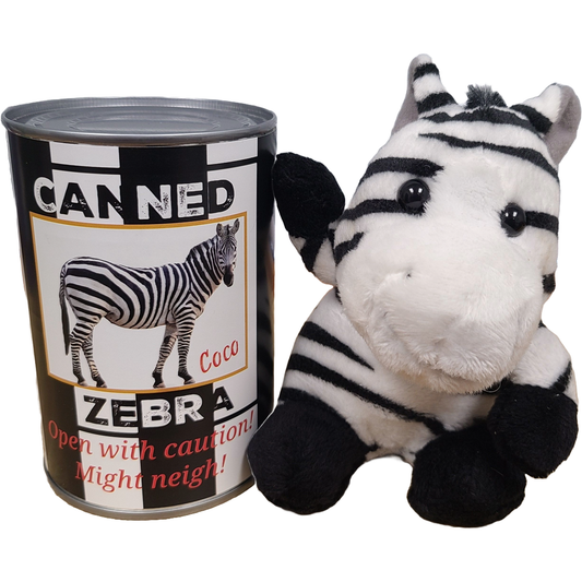 Peluche Coco the Canned Zebra - Animal en peluche avec blagues amusantes